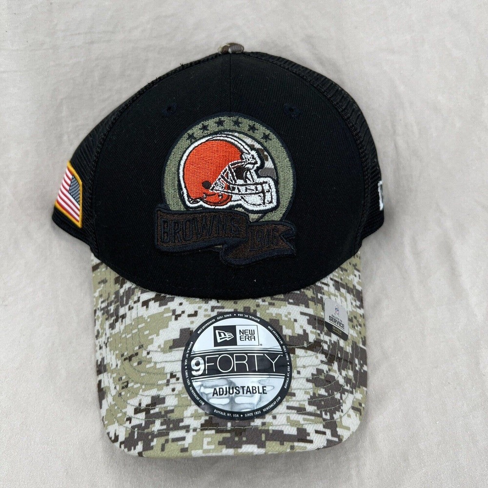 Cleveland Browns Trucker Hat Snapback OS‎ NFL New Era Camo Military Salute